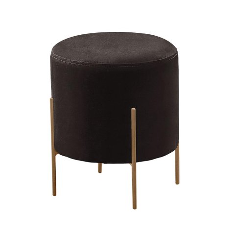 Puff Banqueta Odim Luxo Base Bronze Castellar Móbile Corino Preto