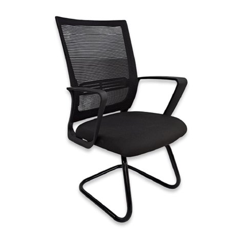 Cadeira Fixa Sit em Tela com Braço Bp Crepe Preto Maiart