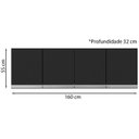 Ver imagem 4 de Armario Aereo 160 cm 4 Portas Andreia Preto REAJL Moveis