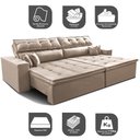 Ver imagem 4 de Sofá Retrátil e Reclinável 2,52m Luxos Cama Inbox Velusoft Bege