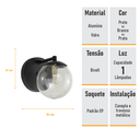 Ver imagem 6 de Arandela Figo Preta com Globo de Vidro Fumê - 1-2620-3-fu