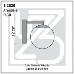 Arandela Figo Preta com Globo de Vidro Fumê - 1-2620-3-fu - 9