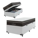 Ver imagem 1 de Cama Box Baú Solteiro + Colchão Paris Molas Ensacadas Pocket - 66x88x188cm - Couro