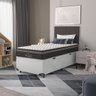 Cama Box Baú Solteiro + Colchão Paris Molas Ensacadas Pocket - 66x88x188cm - Couro - 6