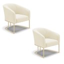 Ver imagem 1 de Poltrona Sala Decorativa Kit 2 Stella Base Industrial Champanhe Veludo Cotelê D03 - D’Rossi