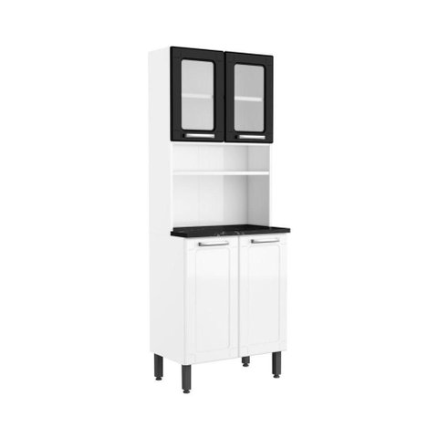 Armário de Cozinha de Aço 4 Portas Preto e Branco Bertolini