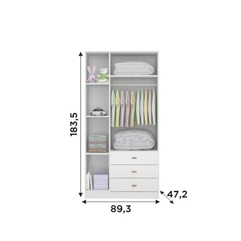 Quarto Solteiro Completo g. Roupa Cômoda Bicama 2 Colchões Cor:Diamond