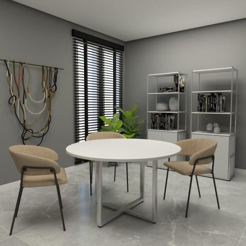 Mesa de Reunião Industrial 120cm MDF-MDP Cinza F5 Office