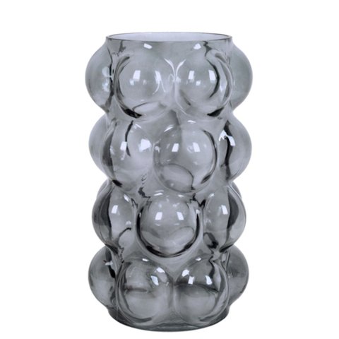 Vaso Decorativo de Vidro Texturizado Cinza 31cm
