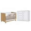 Ver imagem 1 de Berço Americano Mini Cama Q Encanto Slim Freijó Branco Acetinado - Qmovi e Cômoda Infantil Americano