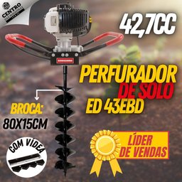 Perfurador de Solo á Gasolina Kawashima ED43EBD 43cc Broca Duplo Espiral 80x15cm com Vídia - 2