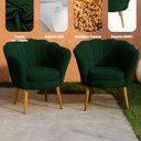 Ver imagem 3 de Kit 4 Poltrona Sala Decorativa Pétala Veludo Verde Pés Palito Castanho - Arkell