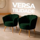 Ver imagem 7 de Kit 4 Poltrona Sala Decorativa Pétala Veludo Verde Pés Palito Castanho - Arkell