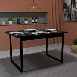 Mesa Retangular 160x80 para Sala de Jantar Estilo Industrial Moderno Tampo Mdf sem Vidro:preto - 1