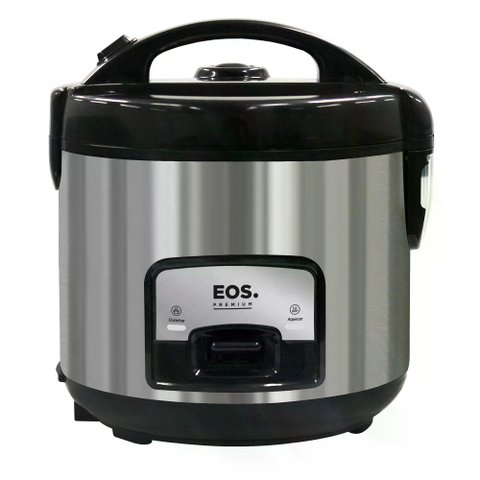 Panela Elétrica De Arroz EOS 10 Xicaras Inox Preta Tampa Vidro Clear Glass EPA10PI 110V