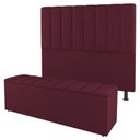 Ver imagem 1 de Kit Cabeceira E Baú Cama Box Casal Cora 140Cm Suede Bordô