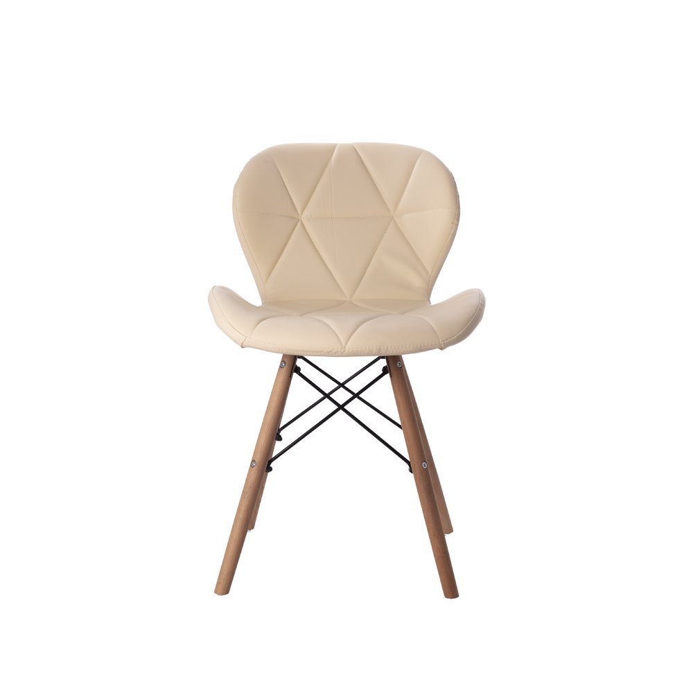 Cadeira Estofada Jantar Charles Eames Eiffel Slim Wood Confort Creme - 2