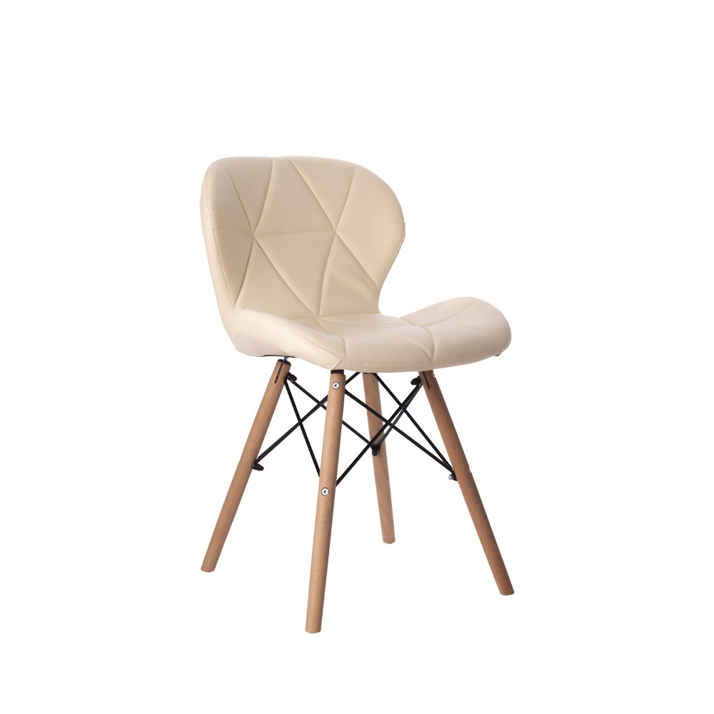 Cadeira Estofada Jantar Charles Eames Eiffel Slim Wood Confort Creme - 3