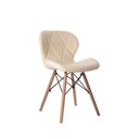 Ver imagem 3 de Cadeira Estofada Jantar Charles Eames Eiffel Slim Wood Confort Creme