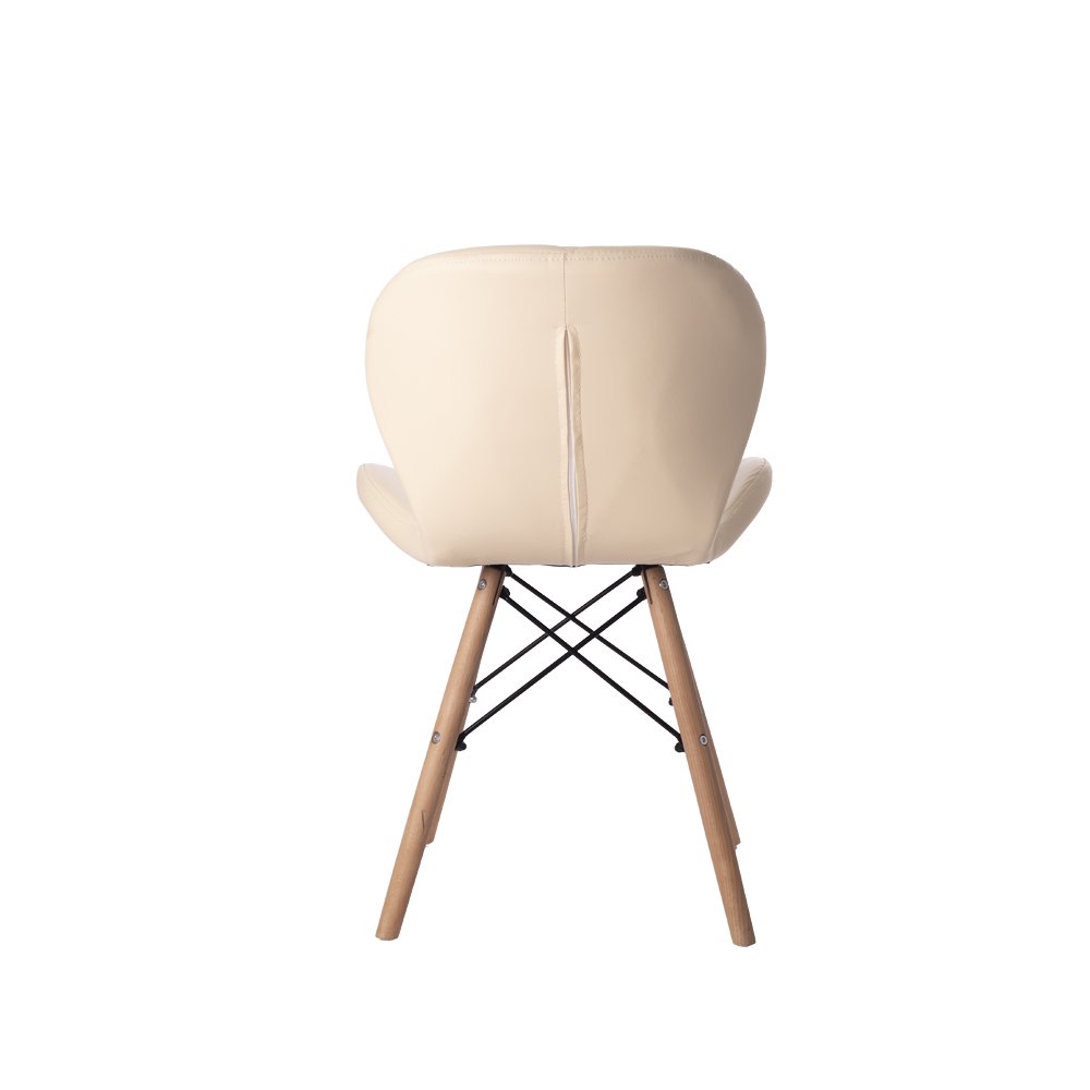 Cadeira Estofada Jantar Charles Eames Eiffel Slim Wood Confort Creme - 4