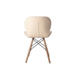 Cadeira Estofada Jantar Charles Eames Eiffel Slim Wood Confort Creme - 4