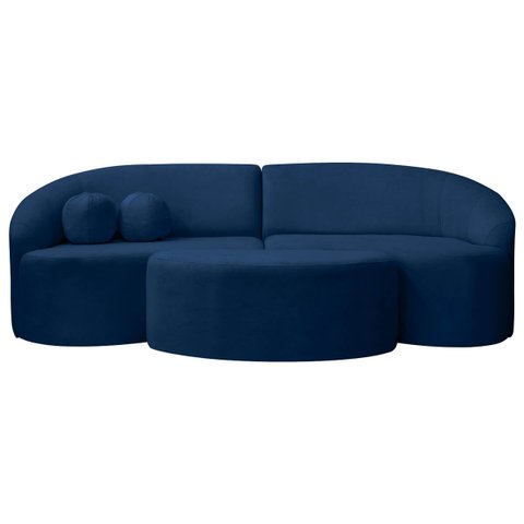 Sofá Orgânico Palermo 4 Lugares 210cm + Puff Bouclê - Sofa Store:bouclê Azul Marinho