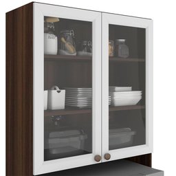 Armário Com Espaço Para Fogão Modulado Nogueira Branco Com Tampo Poliman Unna 4 Módulos - 2