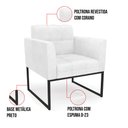Ver imagem 5 de Kit 1 Sofá Namoradeira e 1 Poltrona Elisa Corano Branco Base Metálica Industrial Preto - D'Rossi
