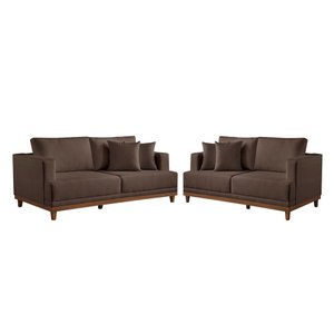 Conjunto Sofás 2 e 3 Lugares Estofados M-175 Veludo Martins Marrom