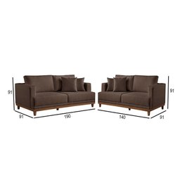 Conjunto Sofás 2 e 3 Lugares Estofados M-175 Veludo Martins Marrom - 3