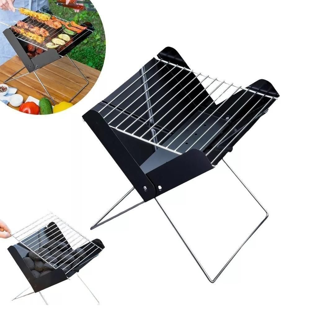 Churrasqueira Portatil a Carvao Dobravel Camping Praia Slim Completa - 2