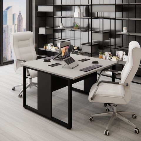 Mesa de Trabalho para Escritório 2 Lugares Cspre 1,20m F5 Cor:cinza Sagrado com Preto
