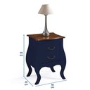 Ver imagem 4 de Mesa de Cabeceira Bombê com 2 Gavetas 1026 Linz Móveis - Azul Petróleo/imbuia Glazer