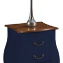 Ver imagem 2 de Mesa de Cabeceira Bombê com 2 Gavetas 1026 Linz Móveis - Azul Petróleo/imbuia Glazer