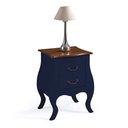 Ver imagem 1 de Mesa de Cabeceira Bombê com 2 Gavetas 1026 Linz Móveis - Azul Petróleo/imbuia Glazer