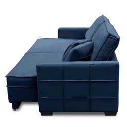 Sofá Cama Retrátil e Reclinável 2,10m com Molas Karen Veludo Azul Adonai Estofados - 6