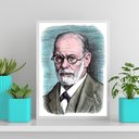 Ver imagem 1 de Quadro Desenho Freud 33x24cm - com vidro:Madeira preta