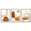 Ver imagem 2 de Kit com 3 Quadros Decorativos 70x50 Cm Abstrato Boho com Moldura Caixa Preta de 3cm de Profundidade