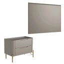 Ver imagem 4 de Conjunto Cabeceira e 1 Mesa de Cabeceira 164cm Casal Mdf Cor:grigio com Dourado
