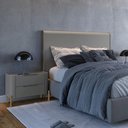 Ver imagem 1 de Conjunto Cabeceira e 1 Mesa de Cabeceira 164cm Casal Mdf Cor:grigio com Dourado