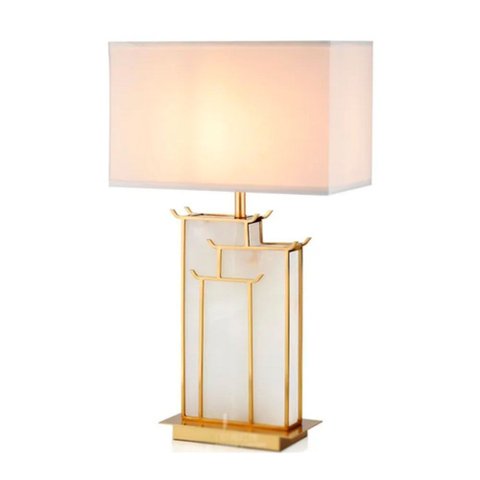Abajur Decorativo Iluminaria de Mesa Angelos em Mármore e Metal 66x40x20cm