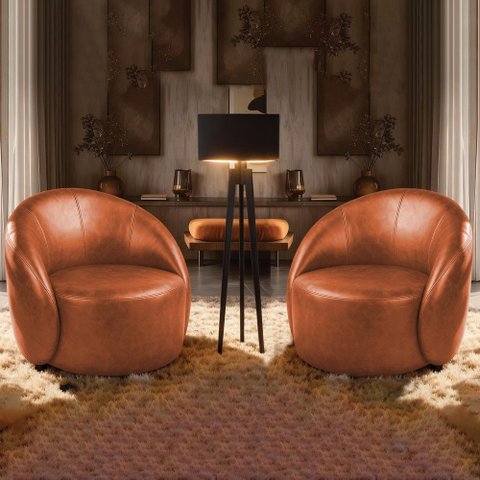 Poltrona Decorativa Orgânica Kit 2 Lua Sintético Pu Nozes D03 - D’Rossi