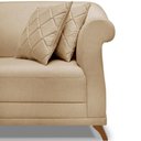 Ver imagem 4 de Sofa 2 Lugares Retro Polo 160cm com Almofada Linho Dourado Ezz Dourado