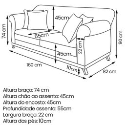Sofa 2 Lugares Retro Polo 160cm com Almofada Linho Dourado Ezz Dourado - 7