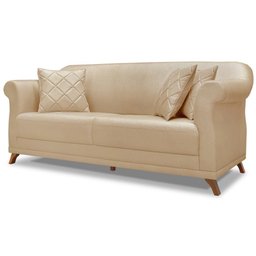 Sofa 2 Lugares Retro Polo 160cm com Almofada Linho Dourado Ezz Dourado - 1