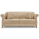 Ver imagem 2 de Sofa 2 Lugares Retro Polo 160cm com Almofada Linho Dourado Ezz Dourado