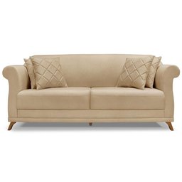 Sofa 2 Lugares Retro Polo 160cm com Almofada Linho Dourado Ezz Dourado - 2