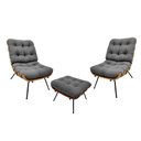 Ver imagem 1 de Kit 02 Poltronas e 01 Puff Costela Suede Cinza