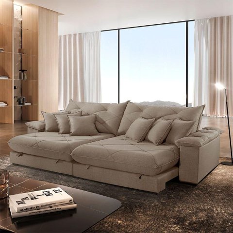 Sofá Ágata Veludo Dois Módulos de 120cm B25 Meu Sofá Online B002 Veludo Capuccino
