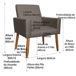 Poltrona e Cadeira Nina para Escritório, Closet, Sala de Jantar e Recepção - Cinza - Jrc Moveis - 2